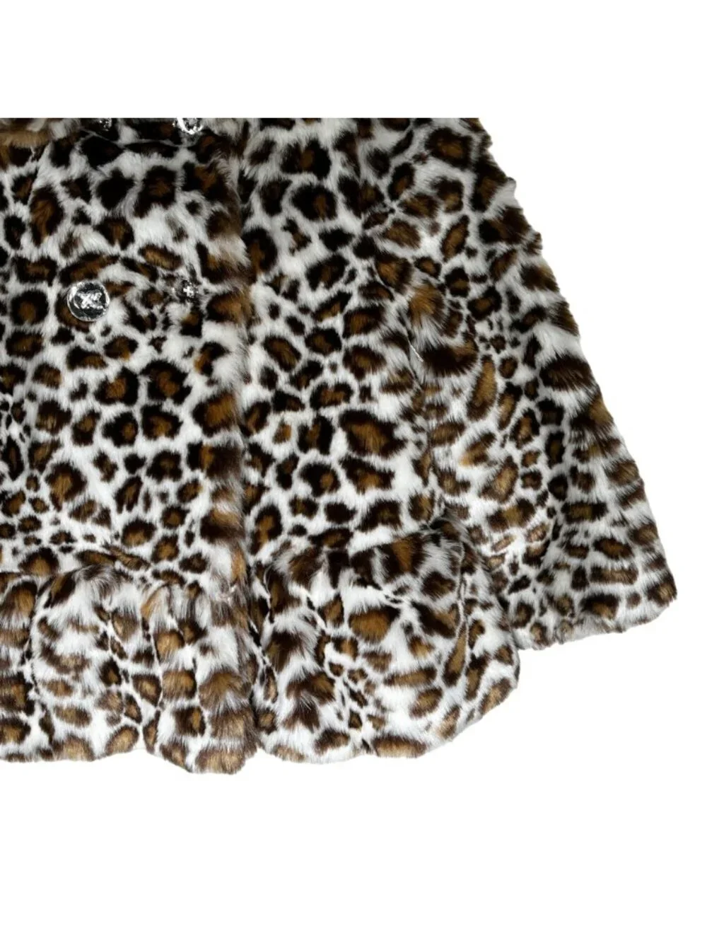 Gymboree Girls Leopard Faux Fur Coat XS 3 4 Animal Print Peplum Jacket